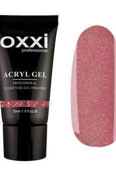 Акрил-гель для ногтей Oxxi Professional Acryl Gel 16 Розовый с золотым микроблеском, 30 мл