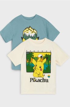 Бавовняні футболки з принтом Pokémon 2 pack - різнобарвний