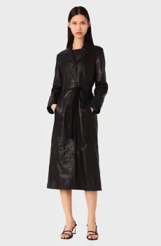 Женский черный кожаный тренч Черный 34 MAJE MFPOU01348_Black