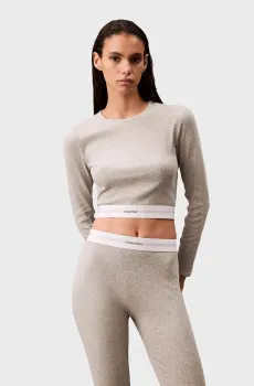 Женский серый лонгслив L/S CROP CREW Серый L Calvin Klein 000QS7217E