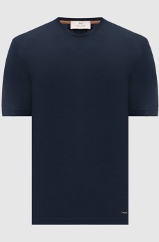 Синяя футболка с гравировкой логотипа