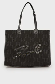 Женская черная сумка с узором Черный ONESIZE Karl Lagerfeld 246W3011