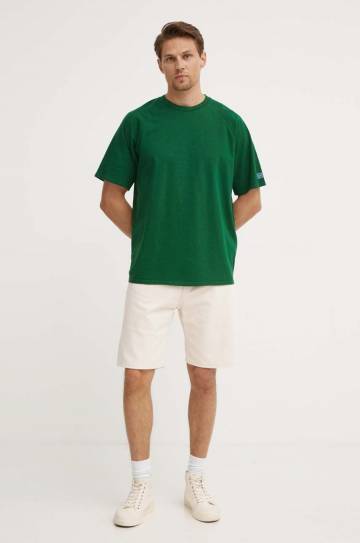Хлопковая футболка American Vintage TEE-SHIRT MC COL ROND мужская цвет зелёный меланж MLAW02DE24 Хлопковая футболка American Vintage TEE-SHIRT MC COL ROND мужская цвет зелёный меланж MLAW02DE24