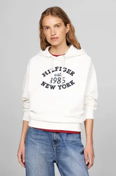 Женское белое худи MDRN REG VARSITY Белый M Tommy Hilfiger WW0WW42098