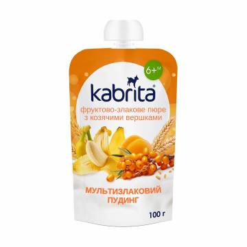 Фруктово-злаковое пюре Kabrita Мультизлаковый пудинг, с козьими сливками, от 6 месяцев, 100 г