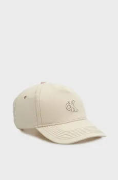 Женская белая кепка CANVAS EMBOSSED MONOGRAM STIT Белый ONESIZE Calvin Klein LV04F5061G