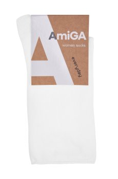 Носки женские AmiGA высокие, антистресс, белые, размер 23-25
