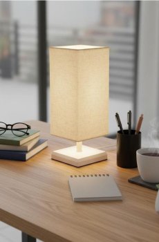 Настільна лампа з тканинним абажуром - кремовий