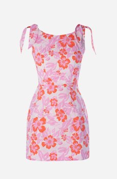 Рожева сукня міні з квітковим принтом