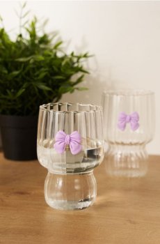 Рифлені склянки з мотивом банта 2 pack - clear