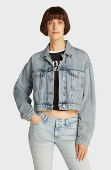 Женская голубая джинсовая куртка CROP TRUCKER Голубой S Tommy Jeans DW0DW21289