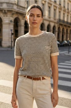 Віскозний светр у смужку - різнобарвний