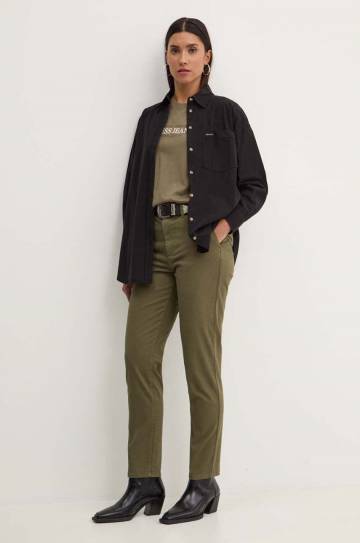 Хлопковая рубашка Guess Jeans женская цвет чёрный relaxed классический воротник W4YH22 WGCF1 Хлопковая рубашка Guess Jeans женская цвет чёрный relaxed классический воротник W4YH22 WGCF1