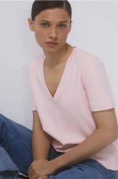 Reserved - Футболка з мерсеризованої бавовни - пастельний рожевий - 466KL-03X