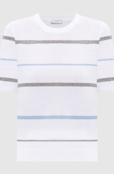 Белый топ в полоску
