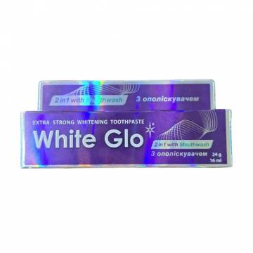 Экстрасильная отбеливающая зубная паста 2 в 1 White Glo с ополаскивателем, 24 г Экстрасильная отбеливающая зубная паста 2 в 1 White Glo с ополаскивателем, 24 г
