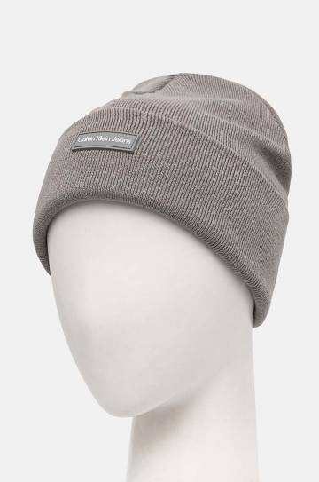Шапка Calvin Klein Jeans цвет серый из тонкого трикотажа K60K612322 Шапка Calvin Klein Jeans цвет серый из тонкого трикотажа K60K612322
