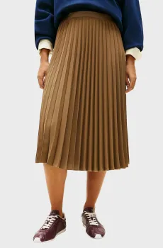 Женская коричневая плиссированная юбка FLUID PLEATED Коричневый XS Tommy Hilfiger WW0WW48538