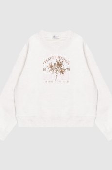 Детский меланжевый бежевый свитшот с принтом