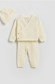 Reserved - Трикотажний комплект із шапкою - кремовий - 868GK-01X