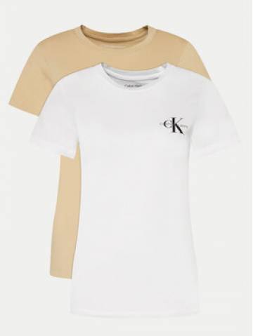 Calvin Klein Jeans Набір з 2 футболок J20J219734 Бежевий Slim Fit Calvin Klein Jeans Набір з 2 футболок J20J219734 Бежевий Slim Fit