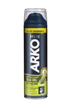Гель 2 в 1 для бритья и умывания успокаивающий ARKO Men Shaving&Cleansing 2in1 Gel Soothing Hemp с маслом семян конопли, 200 мл