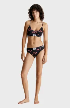 Женский черный топ с узором UNLINED BRALETTE Черный XS Calvin Klein 000QF7477E