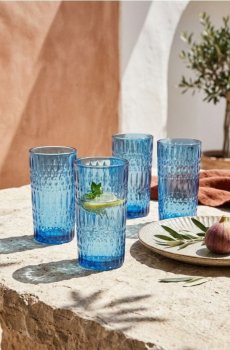 Набір склянок з рельєфним візерунком 4 pack - синій