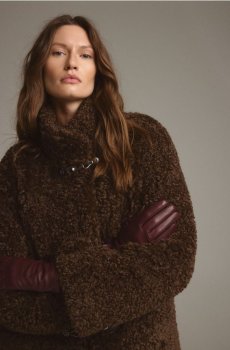 Reserved - Шкіряні рукавички - буряковий - 496FE-83X