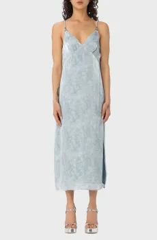 Женский голубой сарафан с узором TONAL PETAL SLIP MIDI DS Голубой M Michael Kors MS4828LDLS