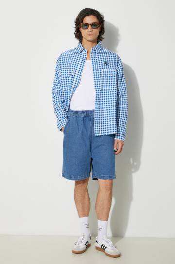 Хлопковая рубашка ICECREAM Longsleeve Printed Check Shirt мужская relaxed классический воротник IC24222 Хлопковая рубашка ICECREAM Longsleeve Printed Check Shirt мужская relaxed классический воротник IC24222