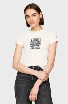 Женская белая футболка SLIM RAGLAN CREST C-NK SS Белый XS Tommy Hilfiger WW0WW42089