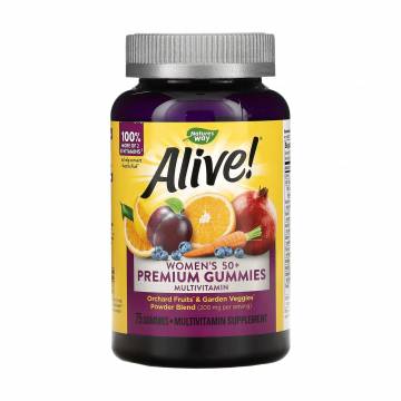 Мультивитамины для женщин 50+ Natures Way Alive! Womens 50+ Gummy Vitamins, 75 жевательных таблеток Мультивитамины для женщин 50+ Natures Way Alive! Womens 50+ Gummy Vitamins, 75 жевательных таблеток