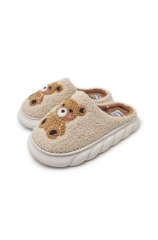 Капці teddy без застібки з мотивом ведмедика - кремовий