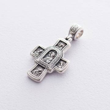 Серебряный крест «Господь Вседержитель. Иверская икона Божией Матери и восемь святых» 13354 Серебряный крест «Господь Вседержитель. Иверская икона Божией Матери и восемь святых» 13354
