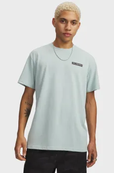 Мужская бирюзовая футболка UA HW ARMOUR LABEL SS Синий L Under Armour 1382831-477