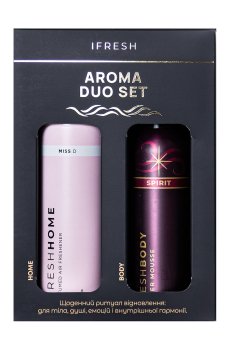 Уценка! Подарочный набор iFresh Aroma Duo Set (парфюмированный аэрозоль для дома Miss D, 250 мл + мусс для душа Spirit, 200 мл)