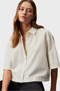 Женская белая рубашка BACK DETAIL SEERSUCKER Белый L Calvin Klein Jeans J20J223426