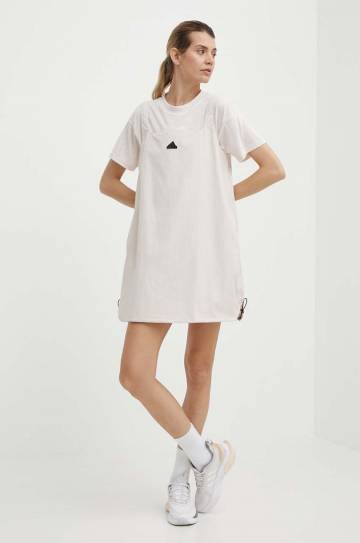 Платье adidas цвет розовый mini расклешённое IS0669 Платье adidas цвет розовый mini расклешённое IS0669