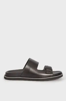 Мужские черные кожаные слайдеры Черный 44 PRPY PRSBXN1208