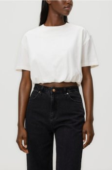 Reserved - Коротка футболка зі зборками - кремовий - 273HT-01X