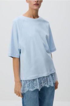 Reserved - Футболка з мерсеризованої бавовни - блідо-блакитний - 364JX-05X