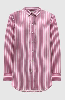 Розовая блуза London из шелка в полоску
