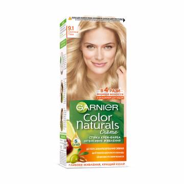 Стойкая крем-краска для волос Garnier Color Naturals с пятью маслами, 9.1 Солнечный пляж, 110 мл Стойкая крем-краска для волос Garnier Color Naturals с пятью маслами, 9.1 Солнечный пляж, 110 мл