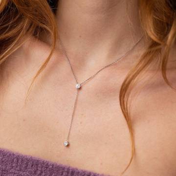 Серебряное колье - галстук с фианитами 908-01215 Серебряное колье - галстук с фианитами 908-01215