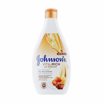 Питательный лосьон для тела JOHNSONS Vita Rich Oil-In-Lotion с маслами миндаля, аргании и ши, 400 мл Питательный лосьон для тела JOHNSONS Vita Rich Oil-In-Lotion с маслами миндаля, аргании и ши, 400 мл