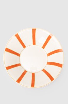 Белая фарфоровая тарелка для супа Striche Arancio e Oro