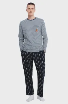 Мужская пижама (лонгслив, брюки) Разноцветный M SPRINGFIELD 2922767