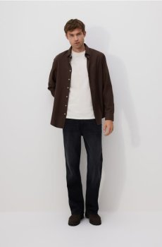 Reserved - Приталена сорочка з єгипетської бавовни - темно коричневий - TH539-89X