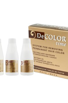 Уценка! Система для удаления стойкой краски с волос DeColor Time, 3*110 мл